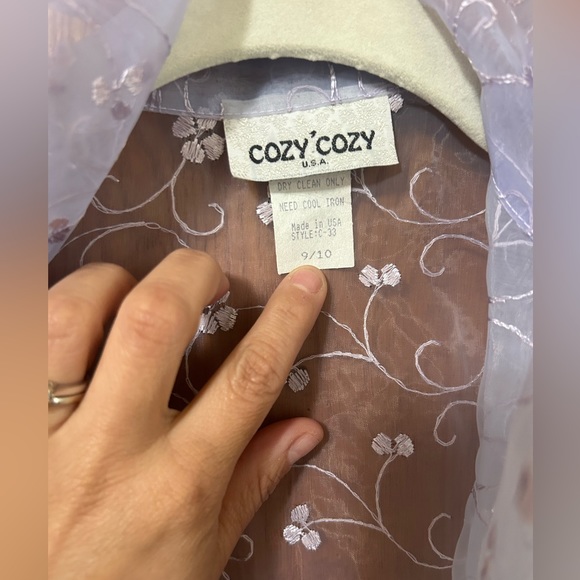 Vintage sheer polyester formal jacket , lavender - Picture 5 of 5